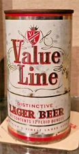 1960 VALUE LINE STEEL FLAT TOP BEER CAN MAIER LOS ANGELES CALIFORNIA CA OUNCE BF