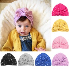 Baby Toddler Infant Elastic Beanie Cap Turban Cute Polka Dots Hat Hair Head Wrap