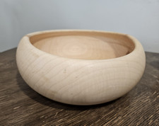 Vintage Hand Turned Wooden Wood Pine Dough Salad Bowl Unused