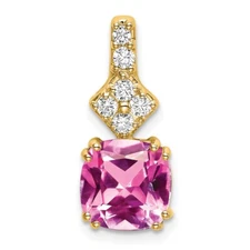 14k Yellow Gold 3.258Ct Lab Grown Diamond & Lab Created Pink Sapphire Pendant