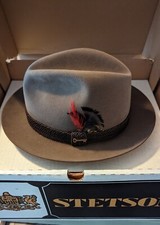 Vintage Stetson Imperial Key Club Fawn Brown Felt Fedora with Box - 1970's 6 7/8