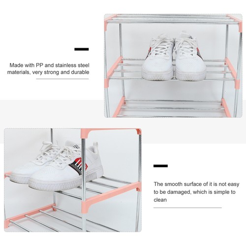 Stainless Steel Shoe Rack Child Storage Organizer Stackable Holder - Picture 3 of 12