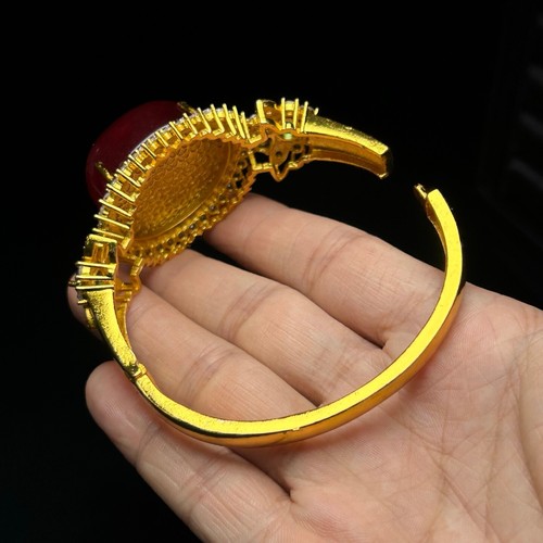 Certified Nature inlay ice red Burmese Jade jadeite adjustable bracelets bangle - 第 3/11 張圖片