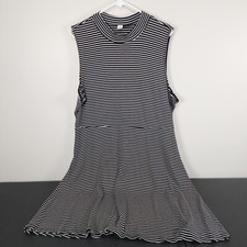 OLD NAVY Sleeveless Dress Black/White Stripes Knee Length Sz XXL Mock Neck