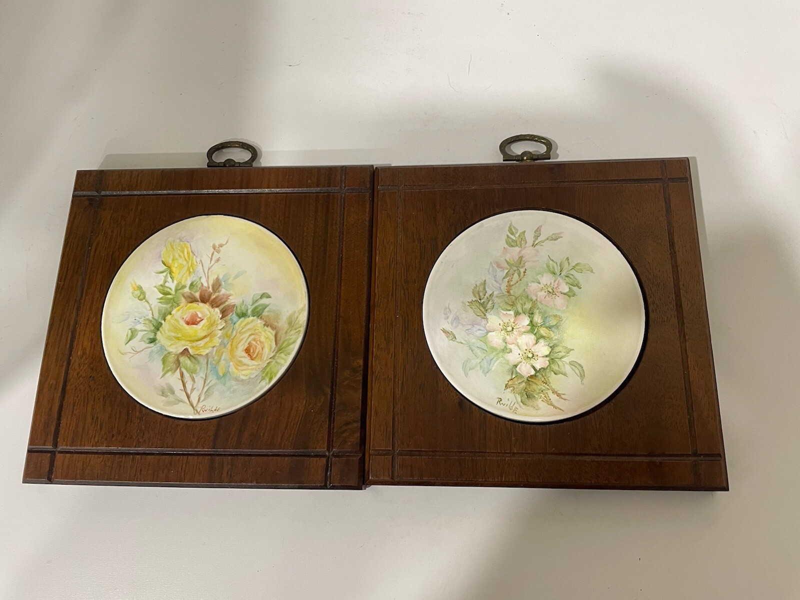 Hand Painted Flower Wall Decor Artist Signed. Mounted On Wood. eBay