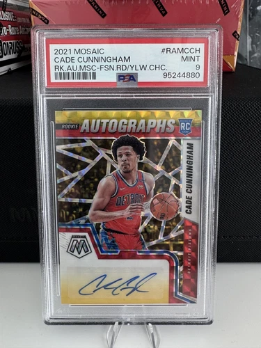 2021-22 Mosaic Cade Cunningham Choice Red Yellow Prizm Rookie Auto RC #CCH PSA 9