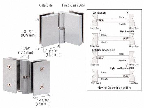 Gebürsteter Edelstahl einfachwirkend rechts Glas-zu-Glas Tor Schwenkscharnier - Bild 2 von 5