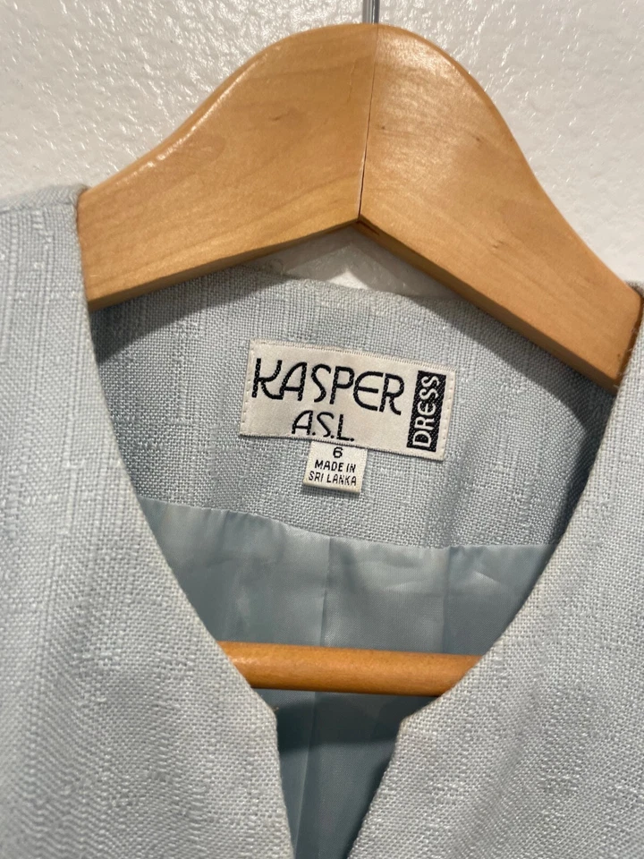 Vintage Womens Dress Size 6 Blue Button Up Short Sleeve Secretary Career 90s - Image 2 of 4