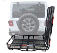 Hitch Mount Wheelchair Carrier With Mobility Ramp For Wheelchair Scooter Lawn