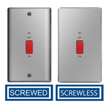 BG Brushed Steel Switches & Sockets Full Range Screwed Or Screwless Flatplate