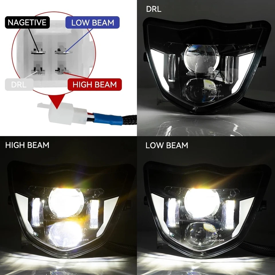 LED Headlight Assembly for Yamaha WR250F WR450F 2015-2025 High Low Beam DRL - Image 2 of 4