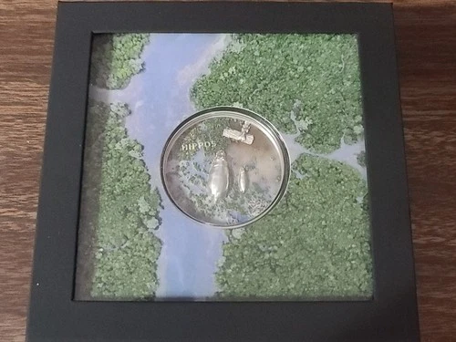 2023 Palau Hippos Colorized 1 oz Silver Proof High Relief Split Views BOX COA