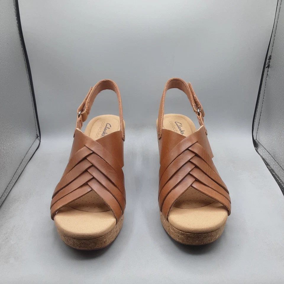 Sandalias Clarks Giselle Brillantes Para Mujer 7.5M Cuero Tostado Cordones A35 Foto 2 de 4