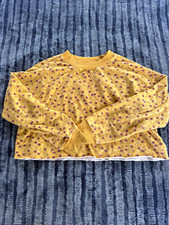Colsie Yellow Floral Cotton Knit Crew Neck Long Sleeve Pullover Sweatshirt XL
