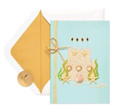 Papyrus Birthday Card 3D Sandcastle Cake With Shells 🐚