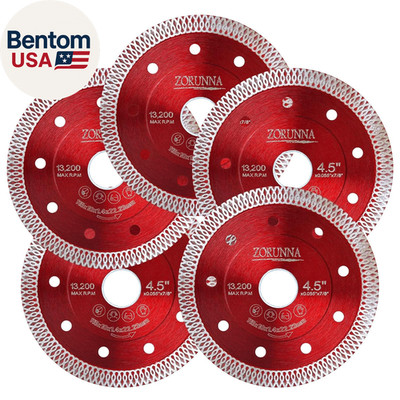 5Pcs Diamond Saw Blades, 4-1/2'' Tile Grinder Cutting Blade for Angle Grinder Til