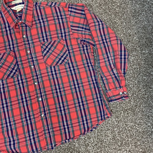VTG St John’s Bay Mens Big Mac Plaid Flannel Shirt Large Red Lumberjack 90s Work - Picture 3 of 6
