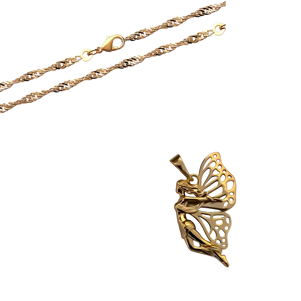 Pendentif elfe collier fille et femme en plaqué or, cadeau d'anniversaire idéal