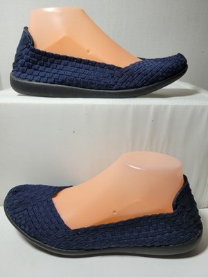 Steven By Steve Madden Dark Blue/navy Criss Woven Stretch Flats Size 8.5