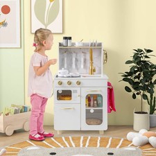 Kids Kitchen Set Pretend Play Kitchen with Stoves, Faucet, Sink, Telephone