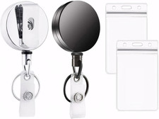 2 Pack Retractable Badge Holders with 2 Pcs Waterproof Transparent Retractable K