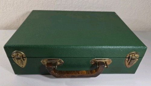 Vintage Poker Chip Set Case W/ Brown Bakelite Swirl Marbled Handle Wooden Trays