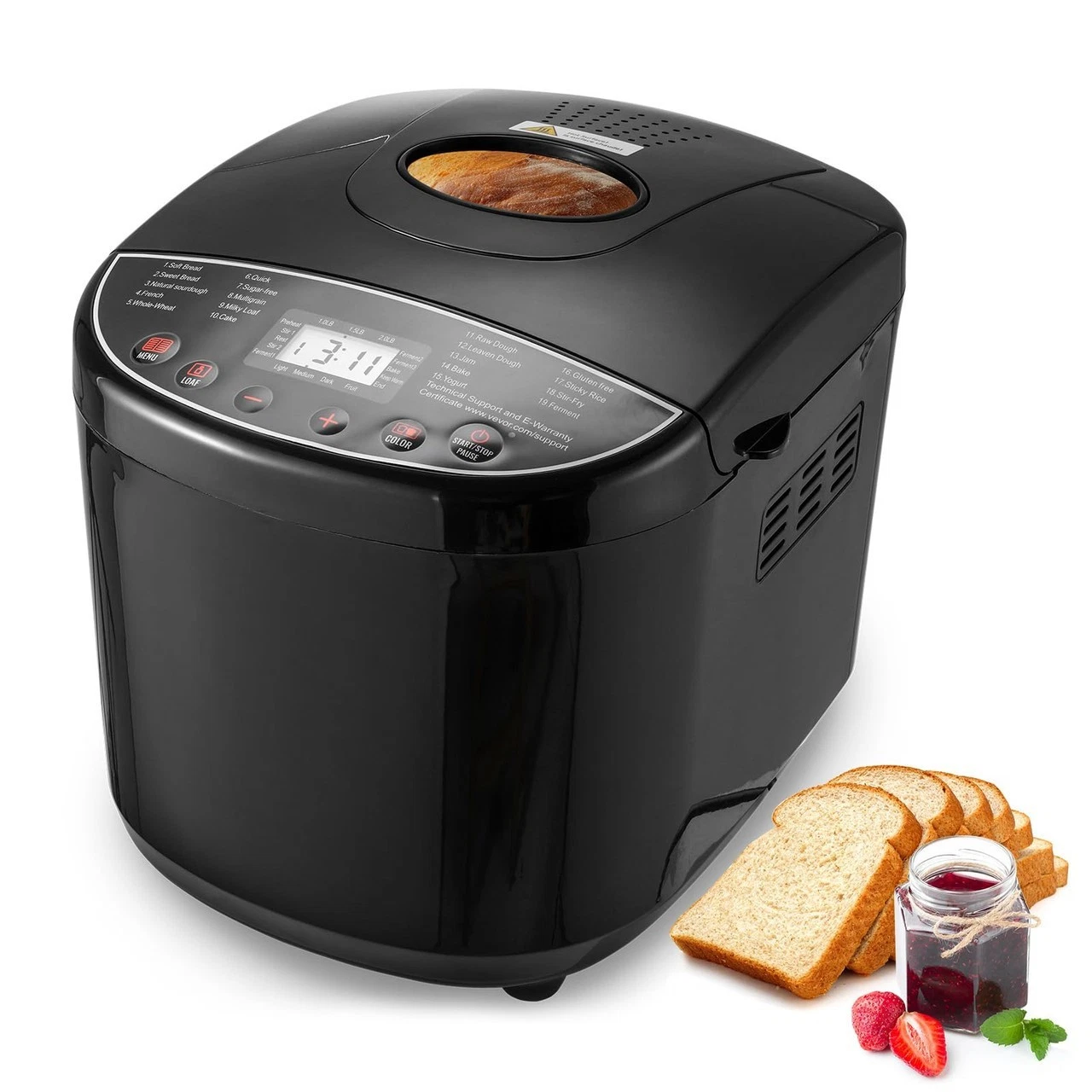 Happybuy Bread Maker, 19-in-1 2LB Dough Machine, Nonstick Ceramic Pan Automatic