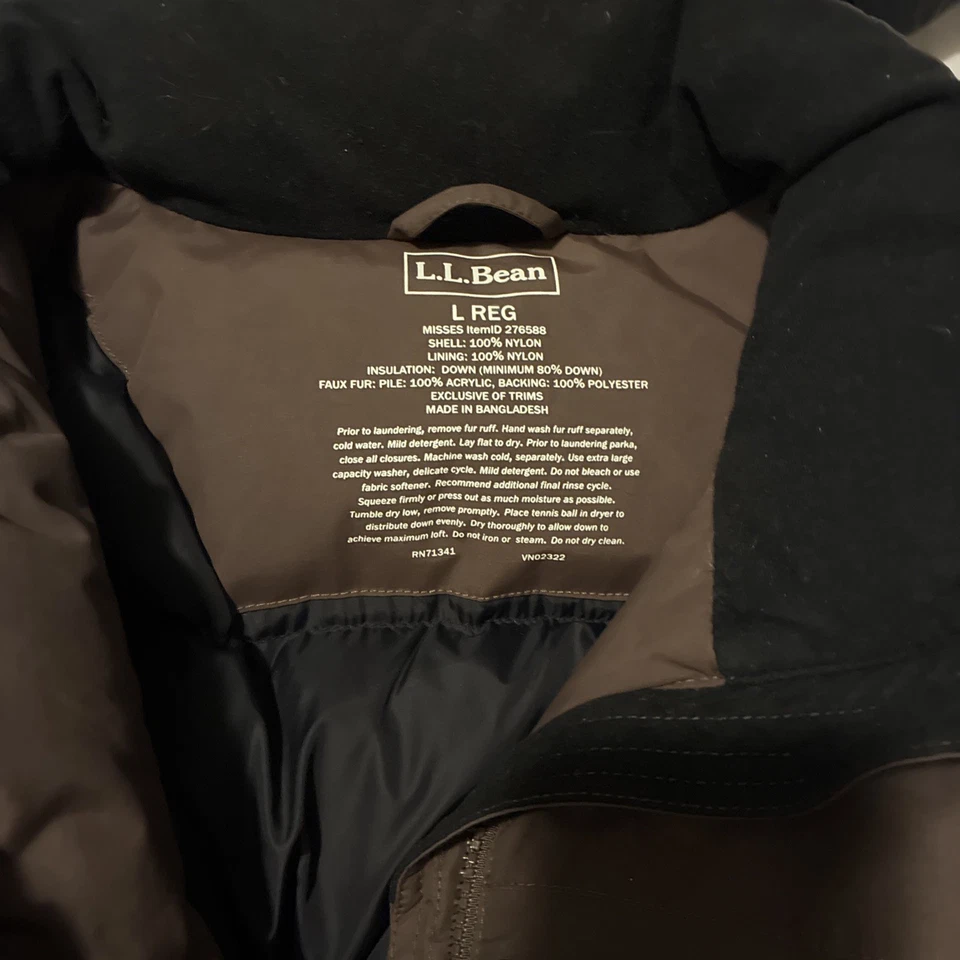 LL Bean Down Nylon Parka Womens L Removable Hood - Image 2 of 4