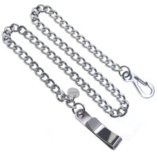 Stainless Steel Pocket Watch Chain Albert Chain With Curb Link, Belt Clip and...