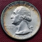 1932 Washington Quarter 25c BU UNC Uncirculated TONED #94425