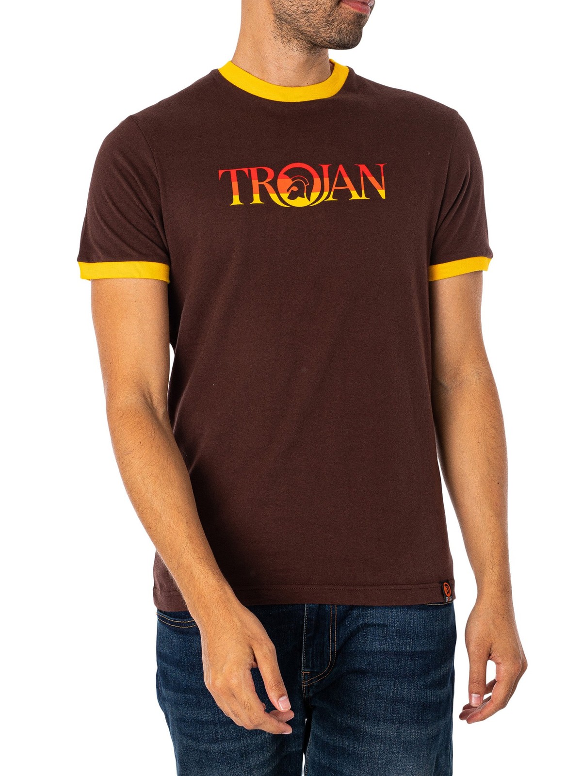 Мужская футболка Trojan с логотипом Ringer коричневая 5890₽