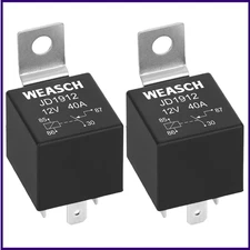 2 Pack JD1912 Car Relay, 12V 40A, 4 Pins SPST, Automotive Switches and Starters,