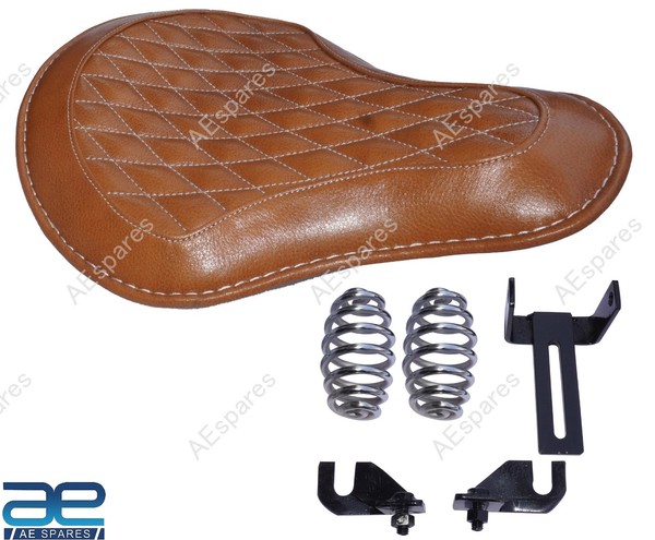 Echtleder Front Solo Sitz Beige FüR Royal Enfield Classic 650 S2U-image