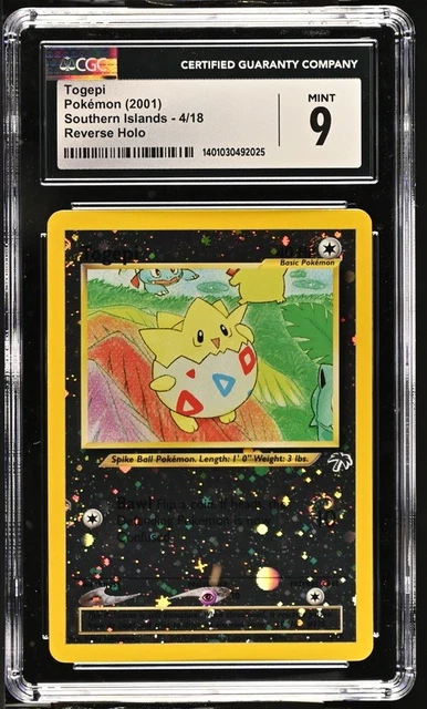 Pokemon TCG 2001 Southern Islands Togepi 4/18 Reverse Holo CGC 9 *Swirl!*