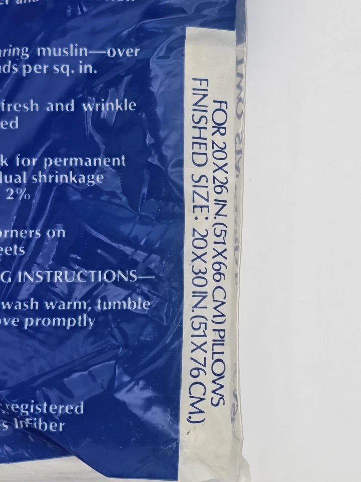 Vintage New Nos Danville White Standard Pair Pillowcases Cotton Polyester - Image 4 of 4