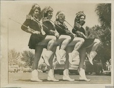 Majorettes From Preston F.L Performing In Formation Football 7X9 Vintage Photo