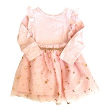 Cat  Jack Girls Long Sleeve Dress 18 Months Pink Stars Tutu Tulle Ballerina
