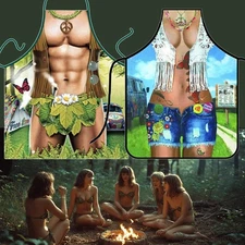 Hippie Apron Smock 60s Funny Dinner Cooking Bar Sexy Pinafore Nature