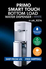 Primo Smart Touch Deluxe Water Dispenser 601324-C White – Hot & Cool | Free Ship