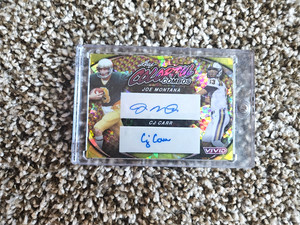 2024 Leaf Vivid CJ Carr, Joe Montana Autograph Colorful Combos Duos