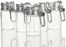 10Pcs Mini Glass Bottles with Lids  Keychains for DIY Crafts 7ML