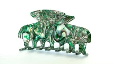 Medium abalone sea shell effect green hair claw clamp clip