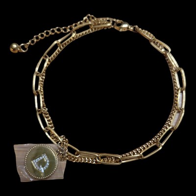 Etevon Adjustable Double Chain Goldtone Initial Bracelet Letter D NWOT