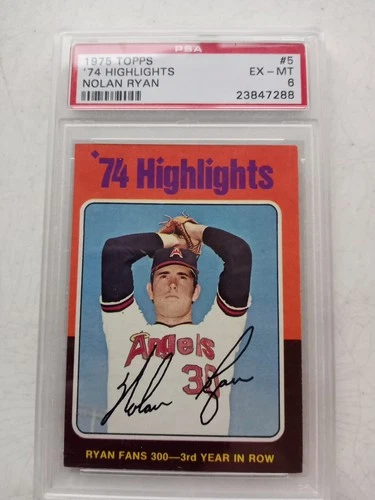 1975 Topps #5 Nolan Ryan '74 Highlights PSA 6 EX-MT