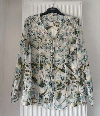 Per Una Bluse Botanical Floral Print Gr. 18 Stickerei Detail Transparent Sommer M&S
