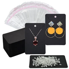 Black Earring Display Cards with 100Pcs Earring Holder Cards, 200 Pcs Ear Bac...