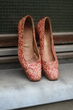Vintage Gabor Pumps, 80er Jahre Raffia Absatzschuhe, Rot & Beige Gr.UK 4.5