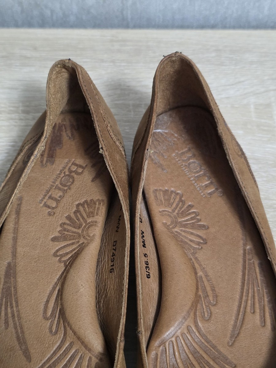 Born Dimi Shoes Size 6 Ballet Flats Primitive Tan Brown Leather Slip On Buckle View 5