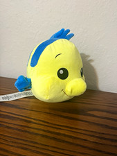 Disney The Little Mermaid Flounder Yellow Blue Plush Stuffed Animal Small
