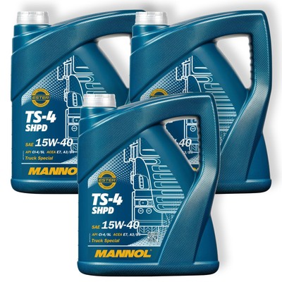 3x 5L MANNOL TS-4 SHPD Motoröl 15W-40 ACEA A3/B4 LKW Schlepper Bus Öl Motorenöl